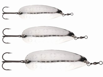 Namsos is a classic salmon spoon with a genuine silver plating to ensure a maximum level of visibility. <br />It comes fitted with double forged split rings and strong black nickel tournament treble hooks.<br />It comes in three different weights; 25, 35, and 45grams and in silver, copper/red and copper/black.